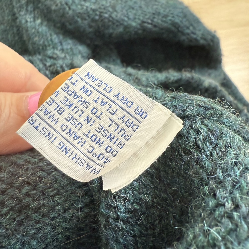 Orvis Cardigan Men's Green Wool Blend Pockets Shawl Collar Sweater - Large - Picture 10 of 10